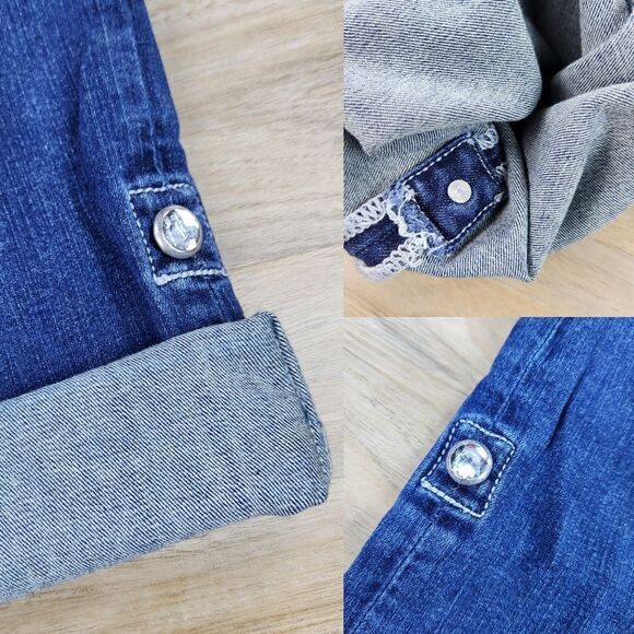 💇‍♀️Seven7 Blue Medium Wash Adjustable Leg Cropped Jeans Size 18 - Picture 11 of 12